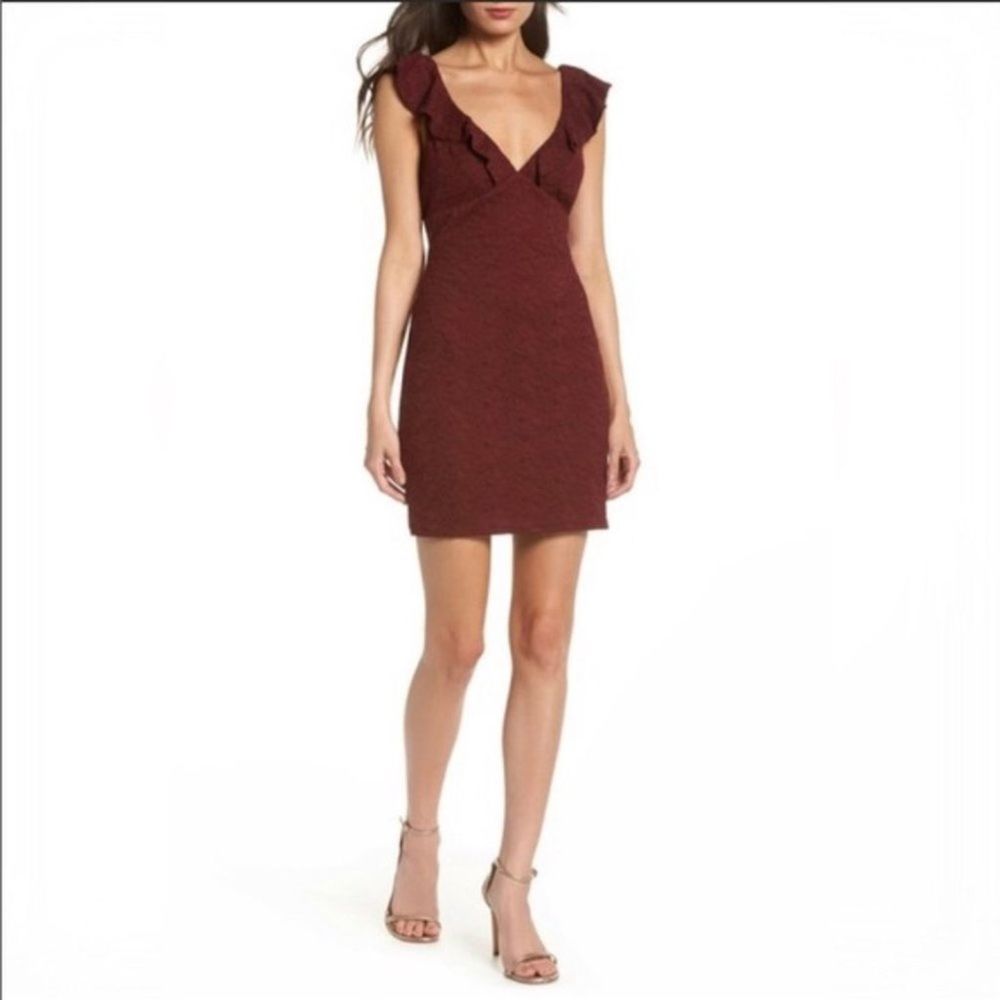 Lulu’s Ruffle Neck Lace Mini Dress